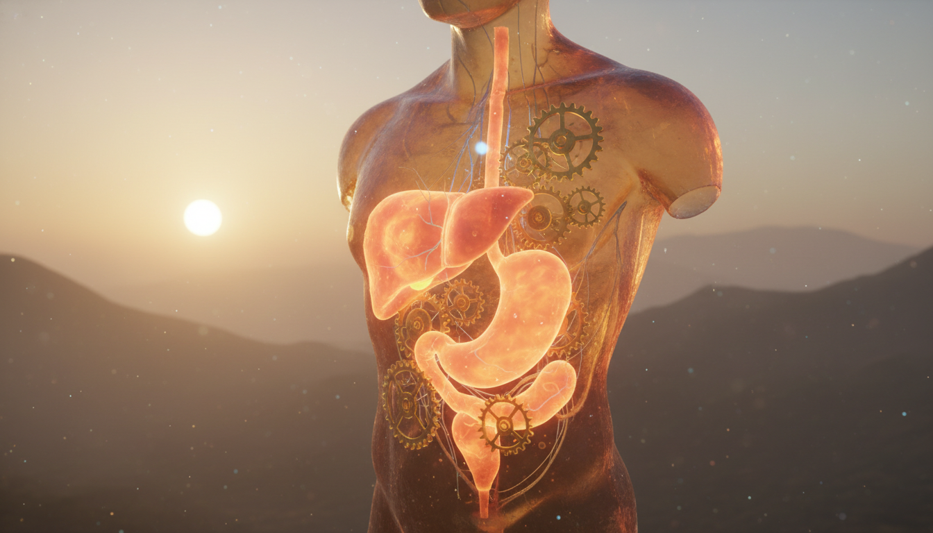 An abstract illustration of internal body clocks (liver, adipose tissue) desynchronized by social jet lag, depicting the metabolic health risks of inconsistent weekend sleep schedules.