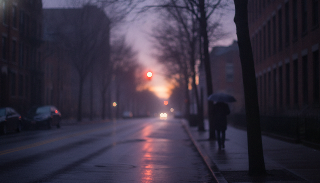 A quiet, dimly lit urban street scene at 3 AM, representing the solitude and internal struggle of a restless night, hinting at targeted relief for insomnia beyond CBD.