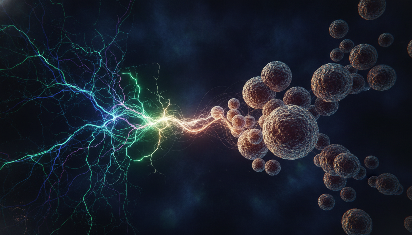 Abstract illustration showing the intricate connection between the gut microbiome and the brain, representing the gut-sleep axis for chronic insomnia relief.