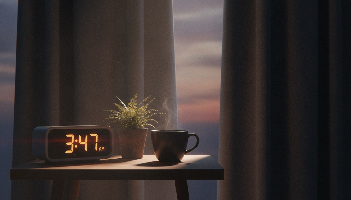 Digital alarm clock showing an early wake time for a night shift worker, illustrating an anchor sleep strategy to manage weekend social jet lag.